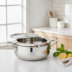 Deep Fry Pot with Basket - Stainless Steel Japanese Frying Pan for Cooking - Deep Frying Pan - Hurbane Home