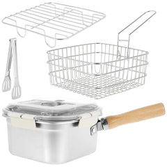 Deep Fryer Pot with Thermometer - Stainless Steel Pan for Safe Cooking - Deep Frying Pan - Hurbane Home