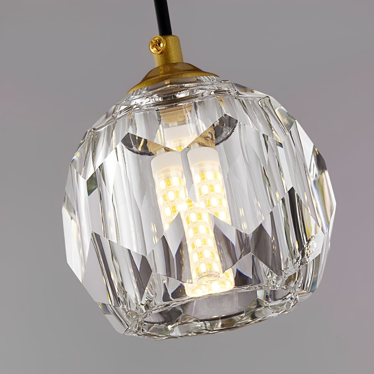 Faceted crystal pendant light detail view 16 showing finish and construction