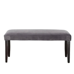 Dining Room Bench – Napoli Gray Velvet Seat With Hardwood Legs - Velvet Dining Bench - Hurbane Home