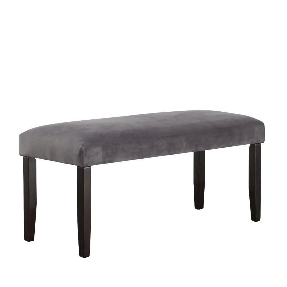 Dining Room Bench – Napoli Gray Velvet Seat With Hardwood Legs - Velvet Dining Bench - Hurbane Home