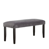 Dining Room Bench – Napoli Gray Velvet Seat With Hardwood Legs - Velvet Dining Bench - Hurbane Home