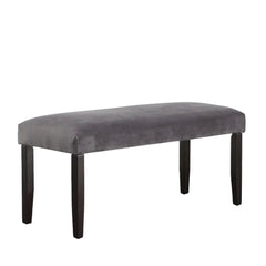 Dining Room Bench – Napoli Gray Velvet Seat With Hardwood Legs - Velvet Dining Bench - Hurbane Home