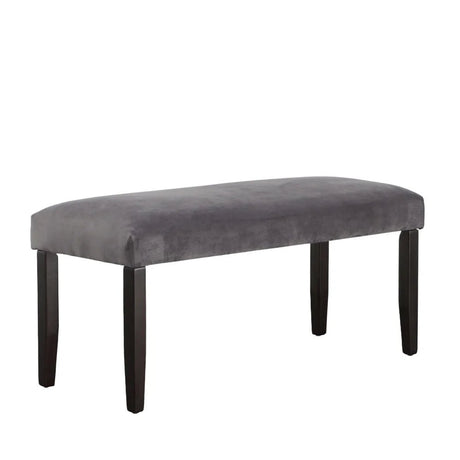Dining Room Bench – Napoli Gray Velvet Seat With Hardwood Legs - Velvet Dining Bench - Hurbane Home