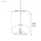 Dimension drawing of the pendant, width 11 in and height 13 in