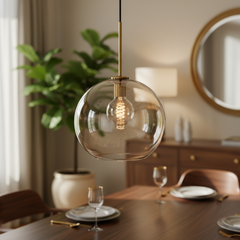 Amber Glass Pendant Light for Dining Room Table