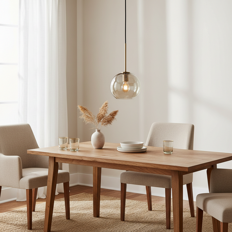 Amber Glass Pendant Light for Dining Room Table