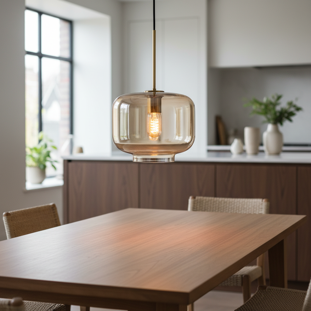 Amber Glass Pendant Light for Dining Room Table