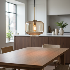 Amber Glass Pendant Light for Dining Room Table