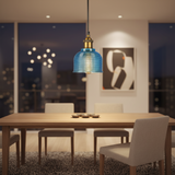 Retro Gridded Glass Pendant Light Bell Shade for Dining Rooms