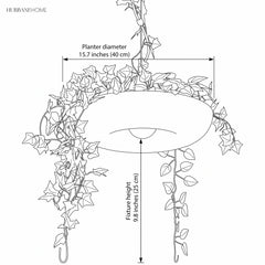 Line drawing showing the 15.7 in planter diameter and 9.8 in height