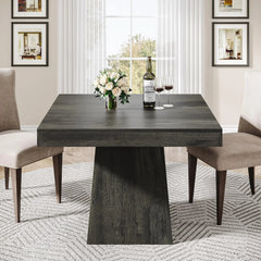 Dining Room Table Pedestals – Tribesigns 31.5in Square Farmhouse Table - Hurbane Home