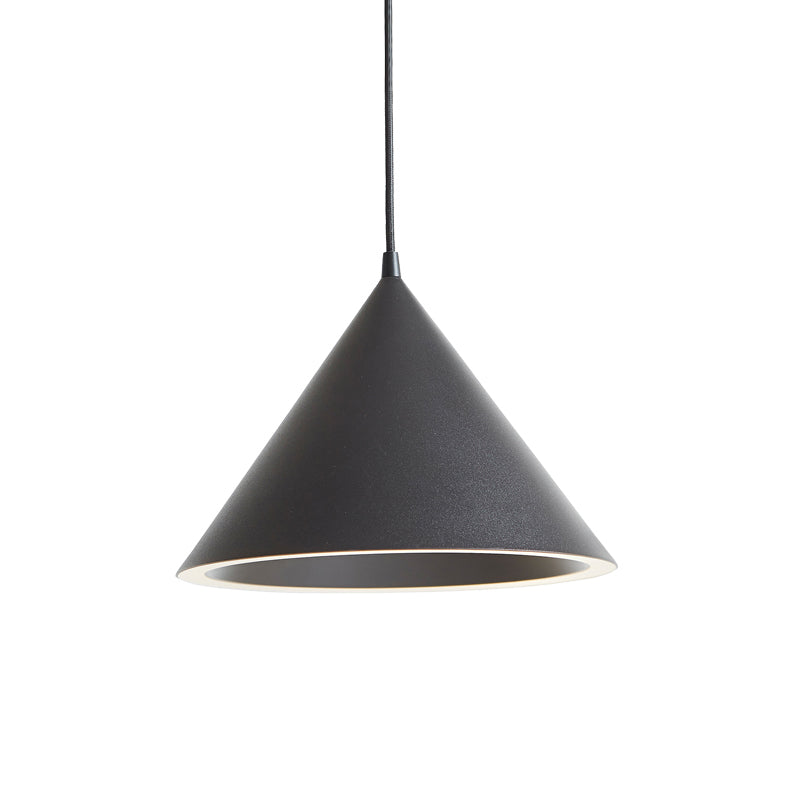Black cone pendant shade shown unlit on a plain white background