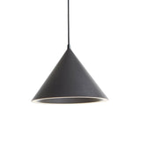 Black cone pendant shade shown unlit on a plain white background