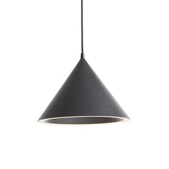 Black cone pendant shade shown unlit on a plain white background