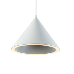 Green cone pendant shade shown lit from below on plain white