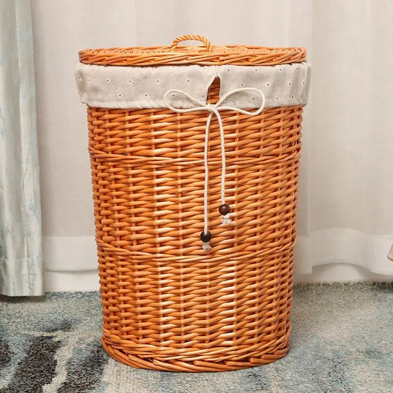 Dirty Laundry Container - Wicker Basket with Lid for Stylish Storage - Wicker Laundry Basket - Hurbane Home