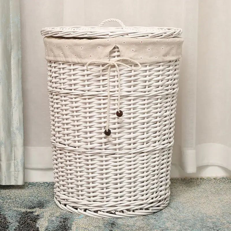 Dirty Laundry Container - Wicker Basket with Lid for Stylish Storage - Wicker Laundry Basket - Hurbane Home