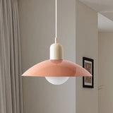 Beige shade and pink body option of the metal dome pendant light