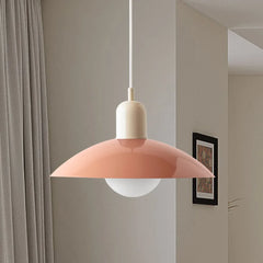 Beige shade and pink body option of the metal dome pendant light