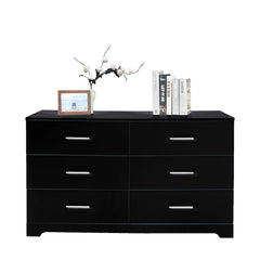 Double Dresser - Elegant Wooden Storage with Spacious Black Drawers for Bedroom - Hurbane Home