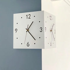 Double Sided Corner Wall Clock – Modern Analog Digital Display Design - Hurbane Home