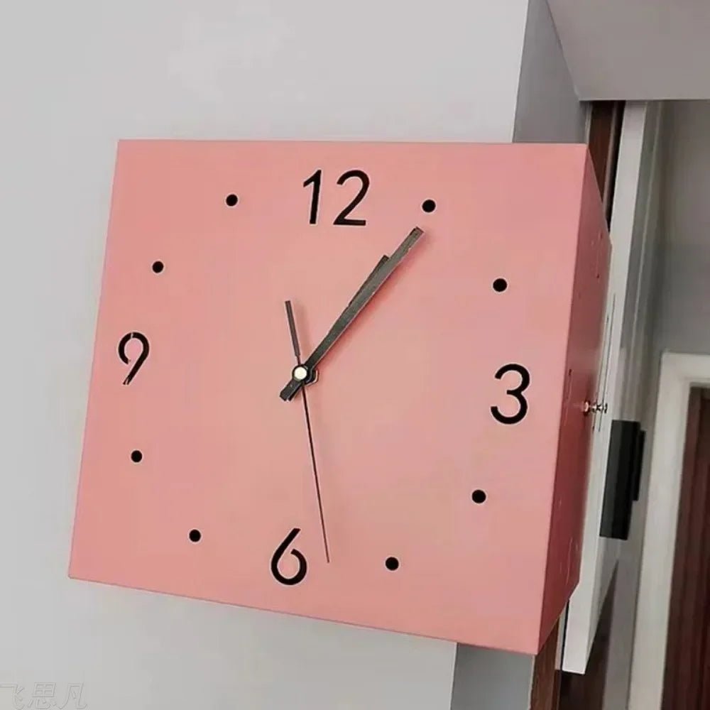 Double Sided Corner Wall Clock – Modern Analog Digital Display Design - Hurbane Home