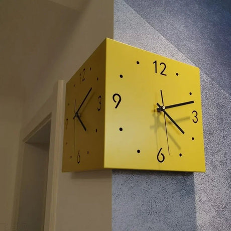 Double Sided Corner Wall Clock – Modern Analog Digital Display Design - Hurbane Home