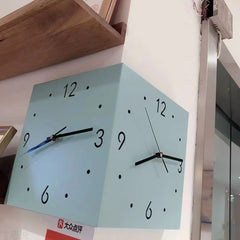 Double Sided Corner Wall Clock – Modern Analog Digital Display Design - Hurbane Home