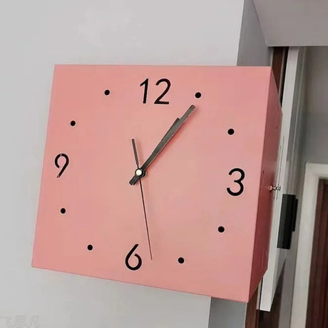 large analog wall clock designed for corner wall placement
