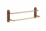 Double Towel Bar Brass - Space - Saving Wall Mounted Rack for Bathroom Storage - wall mounted towel rack - Hurbane Home
