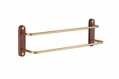 Double Towel Bar Brass - Space - Saving Wall Mounted Rack for Bathroom Storage - wall mounted towel rack - Hurbane Home
