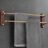 Double Towel Bar Brass - Space - Saving Wall Mounted Rack for Bathroom Storage - wall mounted towel rack - Hurbane Home