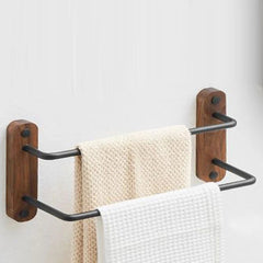 Double Towel Bar Brass - Space - Saving Wall Mounted Rack for Bathroom Storage - wall mounted towel rack - Hurbane Home