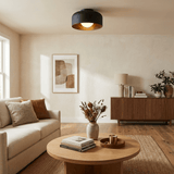 Drum flush mount ceiling light with wood grain interior supplementary product view 5