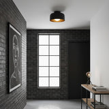 Drum flush mount ceiling light with wood grain interior colour option view 9
