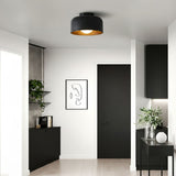 Drum flush mount ceiling light with wood grain interior additional product view 12