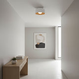 Drum flush mount ceiling light with wood grain interior alternative angle view 13