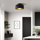 Drum flush mount ceiling light with wood grain interior additional product view 18