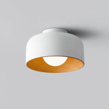 Drum flush mount ceiling light with wood grain interior further product image 28