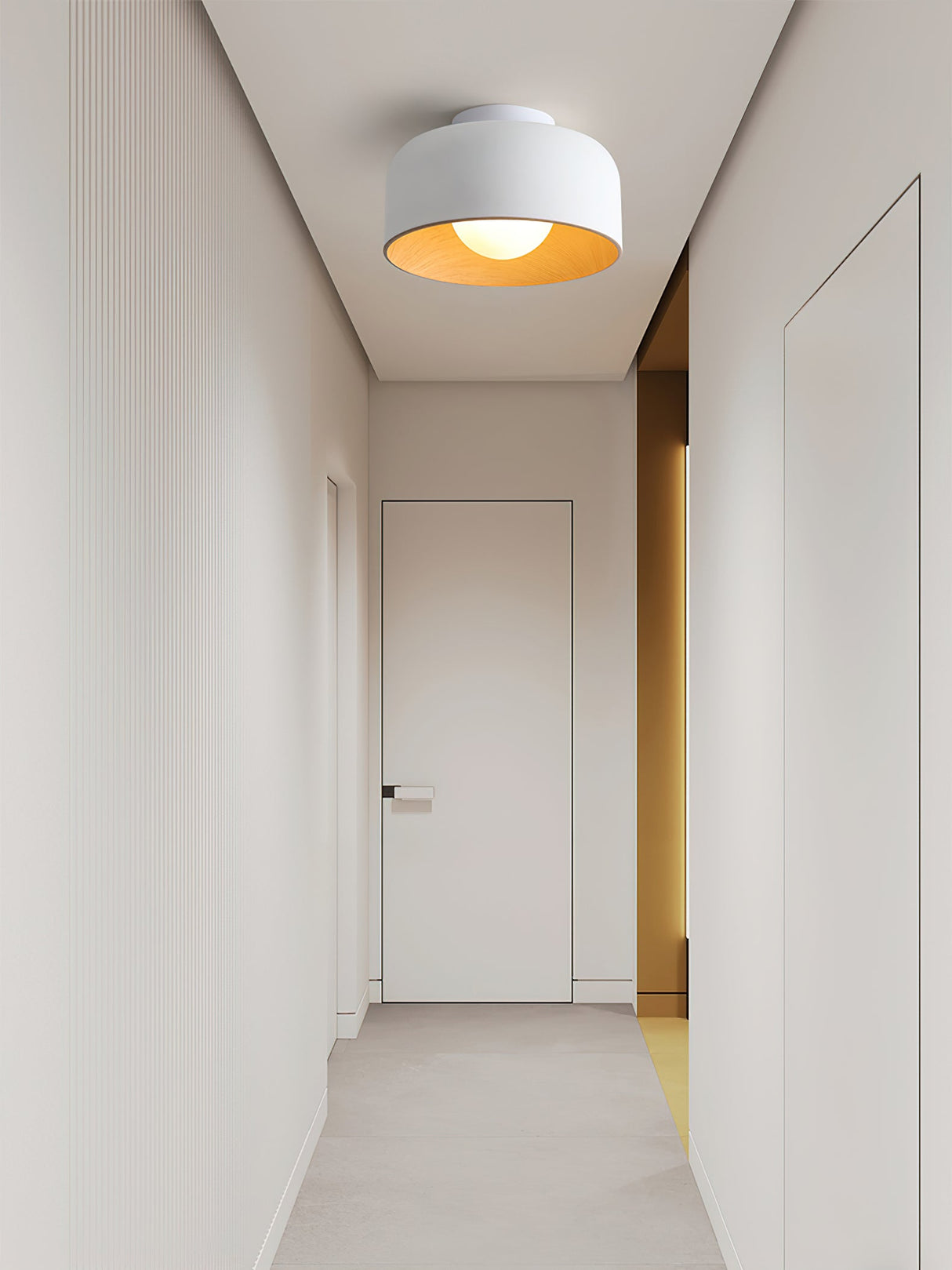 Drum flush mount ceiling light with wood grain interior additional product view 30