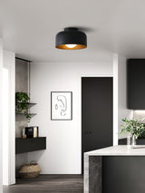 Drum flush mount ceiling light with wood grain interior alternative angle view 31