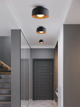 Drum flush mount ceiling light with wood grain interior colour option view 33