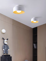 Drum flush mount ceiling light with wood grain interior further product image 34