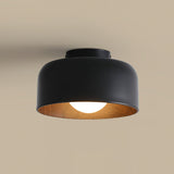 Drum flush mount ceiling light with wood grain interior colour option view 39