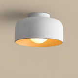 Drum flush mount ceiling light with wood grain interior further product image 40
