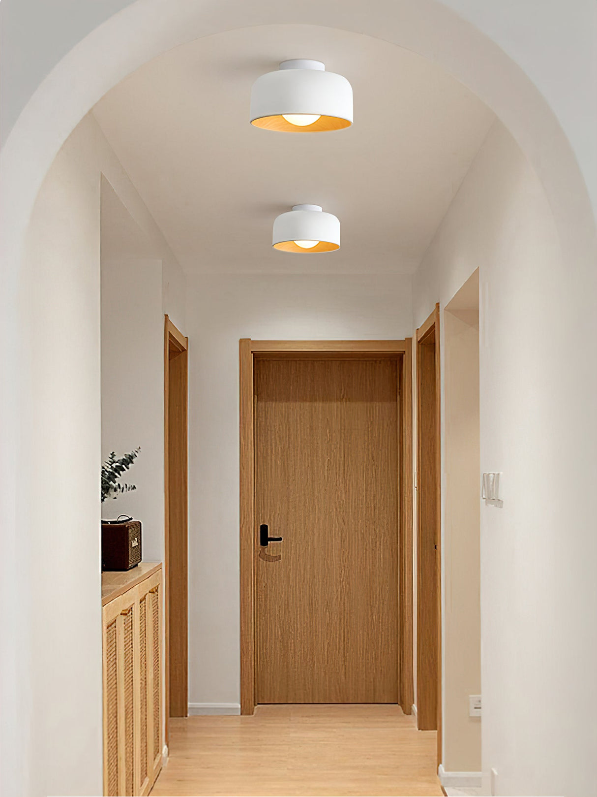 Drum flush mount ceiling light with wood grain interior additional product view 42