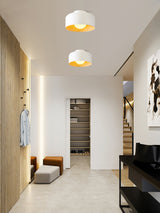 Drum flush mount ceiling light with wood grain interior colour option view 45