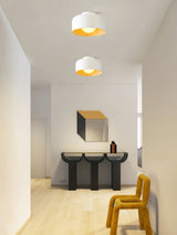 Drum flush mount ceiling light with wood grain interior additional product view 48