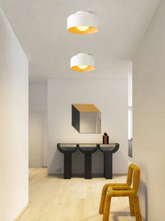 Drum flush mount ceiling light with wood grain interior additional product view 48